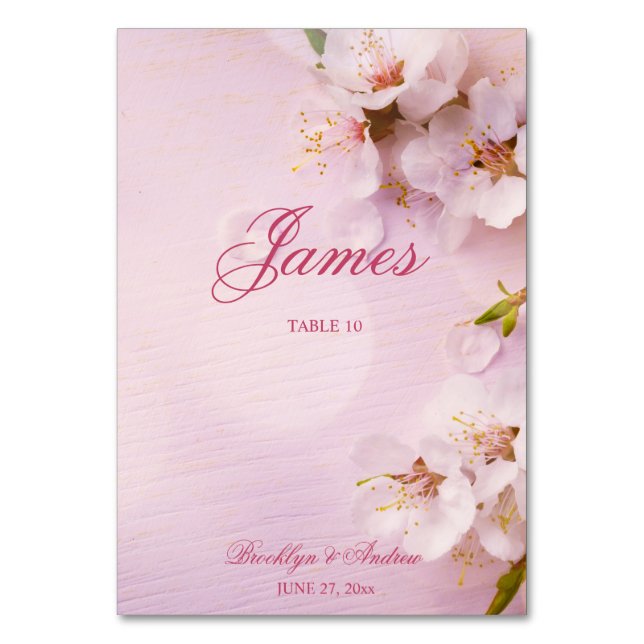 Tarjeta De Mesa Cherry Blossom Elegant Wedding Table Place Cards (Anverso)