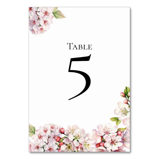 Tarjeta De Mesa Cherry Blossom floral Table Number Card (Anverso)
