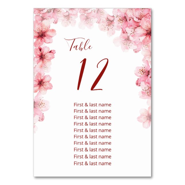Tarjeta De Mesa Cherry Blossoms Wedding Seating Chart (Anverso)