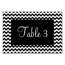 Tarjeta De Mesa Chevron blanco y negro numerado