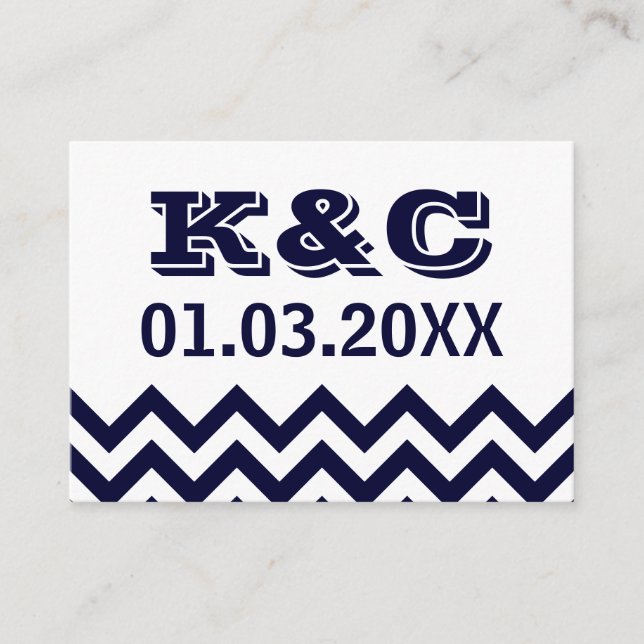 Tarjeta De Mesa Chevron Boda Place Cards (Anverso)