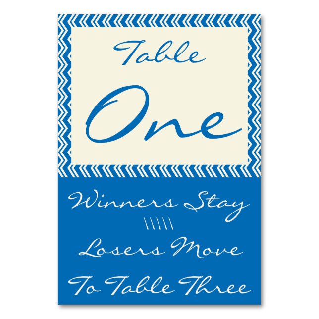 Tarjeta De Mesa Chevron Linen Bunco Table Card #1 (Reverso)