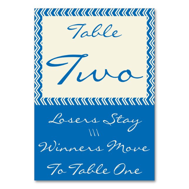 Tarjeta De Mesa Chevron Linen Bunco Table Card #2 (Reverso)