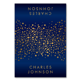 Tarjeta De Mesa Chevron Navy Blue & Gold Confetti Dots Place Cards