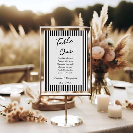 Tarjeta De Mesa Chic Bow Minimalist Stripe Black White wedding
