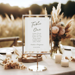 Tarjeta De Mesa Chic Minimalist Stripe Green Wedding