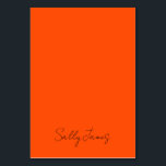 Tarjeta De Mesa Chic Moderno Naranja y Negro Nombre de Firma<br><div class="desc">Ajuste bonito y fino el código de color para el fondo naranja con un diseño de texto personalizado de letra a mano negra. Personalice el estilo de caligrafía elegante,  tamaño y color según sea necesario.</div>