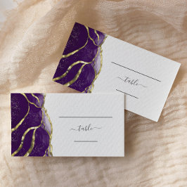 Tarjeta De Mesa Chic Purple Gold Ink Wedding Escort