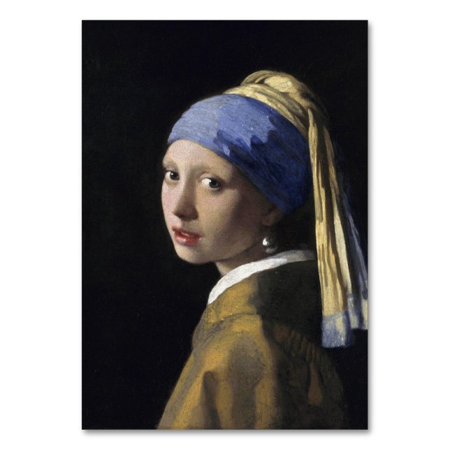 Tarjeta De Mesa Chica con Pearl Earring de Johannes Vermeer (Anverso)