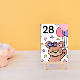 Tarjeta De Mesa Chica con temas de oso rosa Baby Shower