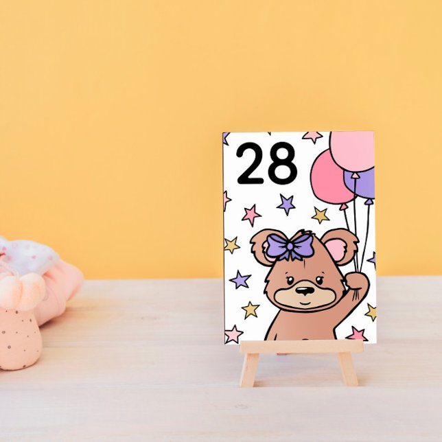 Tarjeta De Mesa Chica con temas de oso rosa Baby Shower (Subido por el creador)