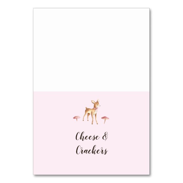 Tarjeta De Mesa Chica de acuarela Deer Mushrooms Buffet Food Labs (Anverso)