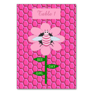 Tarjeta De Mesa Chica del Día de la Abeja Feliz cumpleaños Rosado