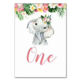 Tarjeta De Mesa Chica elefante tropical número de tabla Baby Showe