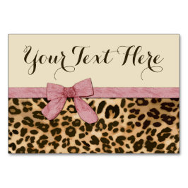 Tarjeta De Mesa Chica Leopard Print Baby Pink Bow