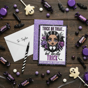 Tarjeta De Mesa Chica negro lindo aula de Halloween gótico