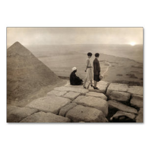 Tarjeta De Mesa Chicas Flapper Amanecer Pirámide de Jufu, Egipto 1
