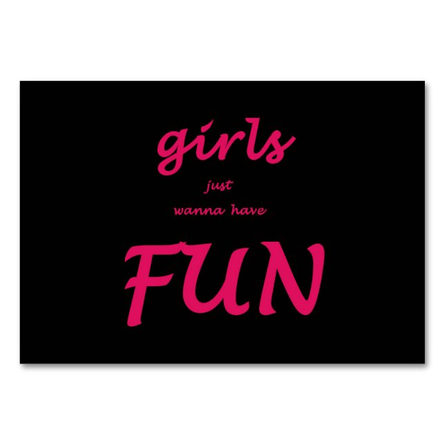 Tarjeta De Mesa chicas solo quieren divertirse (Anverso)
