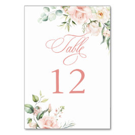 Tarjeta De Mesa Chico Shower Florales Elegantes con Rubor Rosa