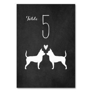 Tarjeta De Mesa Chihuahua Dog Silhouettes Recepción de bodas