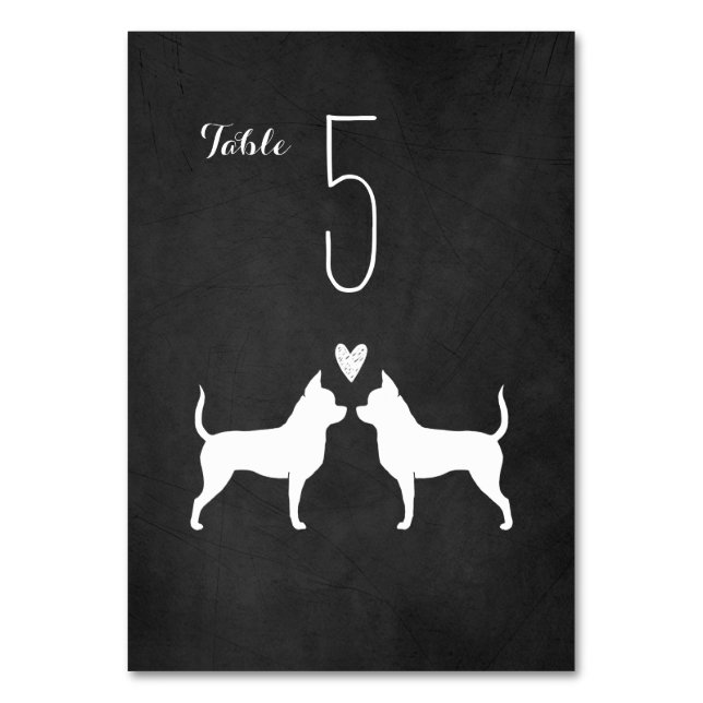 Tarjeta De Mesa Chihuahua Dog Silhouettes Recepción de bodas (Anverso)