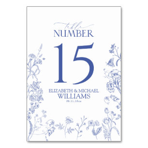 Tarjeta De Mesa Chinoiserie Azul Francés Floral Victoriano Recepci