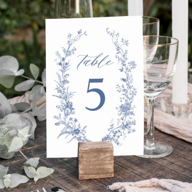 Tarjeta De Mesa Chinoiserie Classic Blue Floral Boda (Subido por el creador)