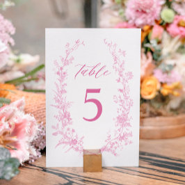 Tarjeta De Mesa Chinoiserie Classic Boda de flores rosadas