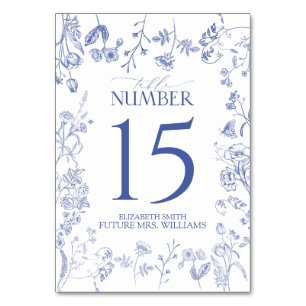 Tarjeta De Mesa Chinoiserie Floral francesa Blue Victorian