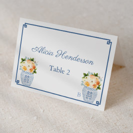 Tarjeta De Mesa Chinoiserie Moda Fall Flowers Boda Place Card