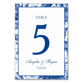Tarjeta De Mesa Chinoiserie Navy y Blanco Personalizado
