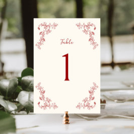 Tarjeta De Mesa Chinoiserie ruidosa Crimson Boda Rojo