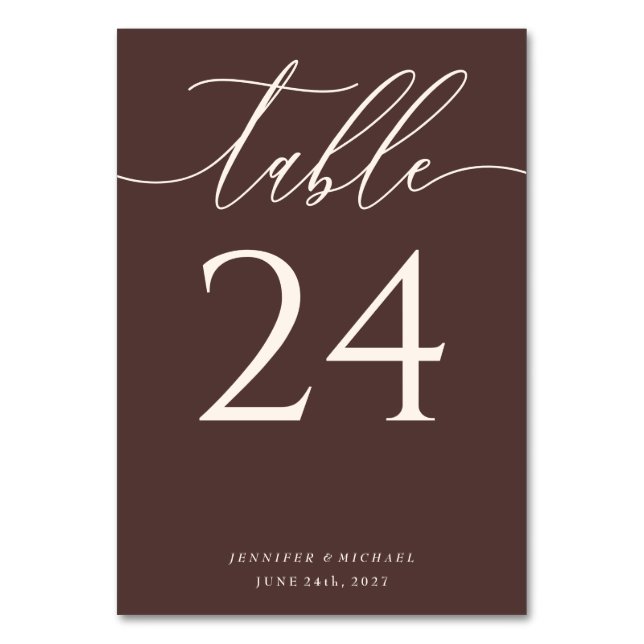 Tarjeta De Mesa Chocolate Brown Simple Elegant Seating (Anverso)