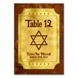 Tarjeta De Mesa Chocolate Golden Ticket Bar o Bat Mitzvah