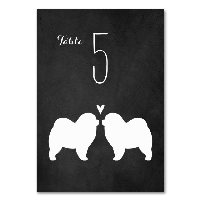 Tarjeta De Mesa Chow Chow Silhouettes Recepción de bodas (Anverso)
