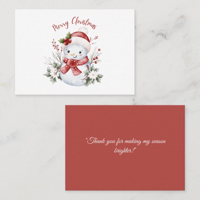 Tarjeta De Mesa Christmas Snowman Flat Place Card (Anverso / Reverso)
