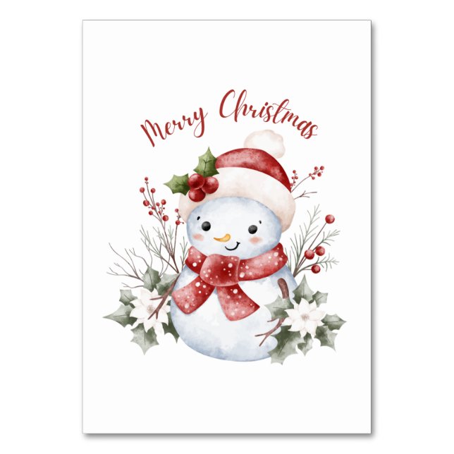 Tarjeta De Mesa Christmas Snowman Holiday Table Card (Anverso)
