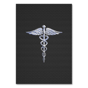 Tarjeta De Mesa Chrome como Caduceus Símbolo médico Fibra de carbo