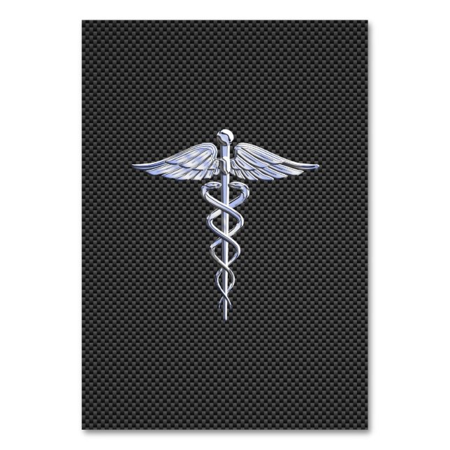 Tarjeta De Mesa Chrome como Caduceus Símbolo médico Fibra de carbo (Anverso)