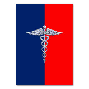 Tarjeta De Mesa Chrome como la Liga de Símbolo Médico Caduceus