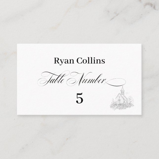 Tarjeta De Mesa Church Calligraphy Place Cards (Anverso)