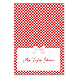 Tarjeta De Mesa Ciao Baby! Italian Red Gingham Bow Place Card