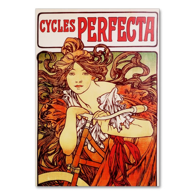 Tarjeta De Mesa Ciclos Perfecta de Alphonse Mucha (Anverso)