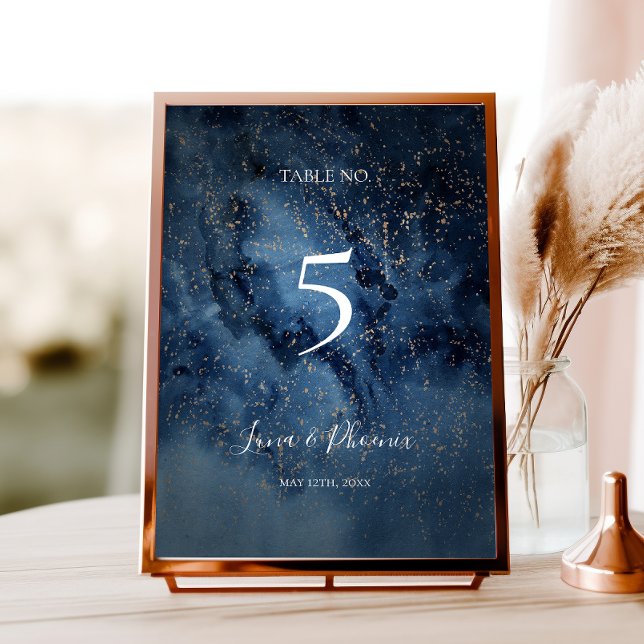 Tarjeta De Mesa Cielo nocturno celeste | Número de tabla de oro (Subido por el creador)