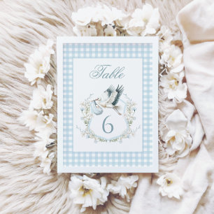 Tarjeta De Mesa Cifras de tabla de Baby Shower de cigüeñas azules
