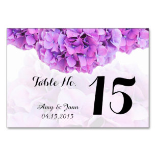 Tarjeta De Mesa Cifras de tabla de boda de hidrangea púrpura4
