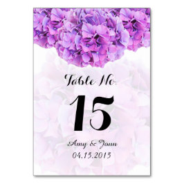 Tarjeta De Mesa Cifras de tabla de boda de hidrangea púrpura4