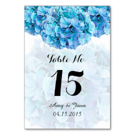 Tarjeta De Mesa Cifras de tabla de boda hidrangea azul hidrangea3