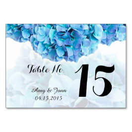 Tarjeta De Mesa Cifras de tabla de boda hidrangea azul hidrangea3