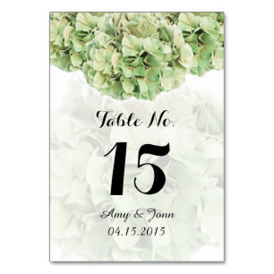 Tarjeta De Mesa Cifras de tabla de boda hidrangea verde2